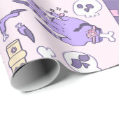 手描きピンクハロウィーン棺桶ゾンビ ラッピングペーパー (ロールコーナー)