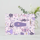 手描きピンクハロウィーン棺桶ゾンビ 招待状 (スタンド正面)