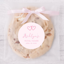 手描きピンクハートブライダルシャワーシール ラウンドシール