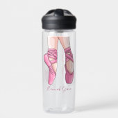 手描きピンクバレエ靴 ウォーターボトル (正面)