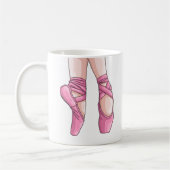 手描きピンクバレエ靴 コーヒーマグカップ (左)