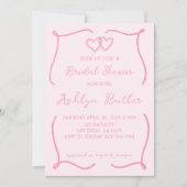 手描きピンクフレーム ブライダルシャワー招待状 招待状 (正面)