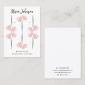 手描きピンクフローラジュエリーイヤリングディスプレイ 名刺 (正面/裏面)