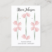 手描きピンクフローラジュエリーイヤリングディスプレイ 名刺 (正面)