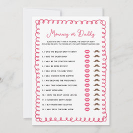 手描きピンクベビーシャワーベビーママまたはパパ 招待状