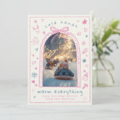 手描きピンクボウお洒落ドードル写真 シーズンカード (スタンド正面)