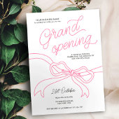 手描きピンクボウユニークビジネスグランドオープン 招待状