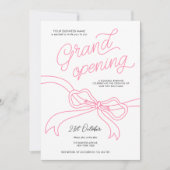 手描きピンクボウユニークビジネスグランドオープン 招待状 (正面)