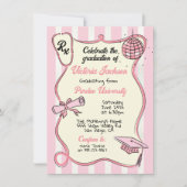 手描きピンクメディカルディスコボール卒業 招待状 (正面)