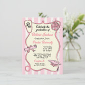 手描きピンクメディカルRNディスコボール卒業 招待状 (スタンド正面)