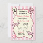 手描きピンクメディカルRNディスコボール卒業 招待状 (正面)