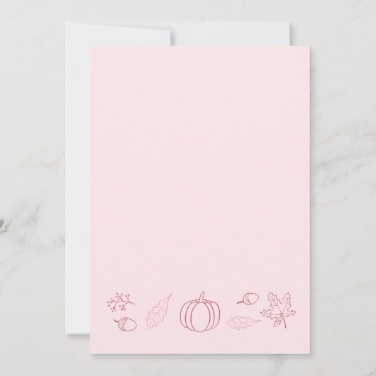 手描きピンクリトルカボチャ赤ちゃん女の子シャワー 招待状 (裏面)