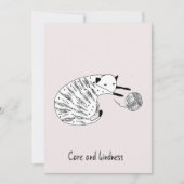 手描きピンク勇気付けられるグリーティングカードキャット 招待状 (正面)