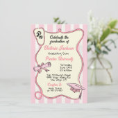 手描きピンク医療RNナース卒業 招待状 (スタンド正面)