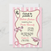 手描きピンク医療RNナース卒業 招待状 (正面)