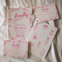 手描きピンク地元で育った女の子の赤ちゃんシャワー