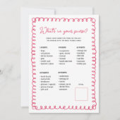 手描きピンク赤ちゃんシャワー財布ゲームカード 招待状 (正面)