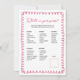 手描きピンク赤ちゃんシャワー財布ゲームカード 招待状