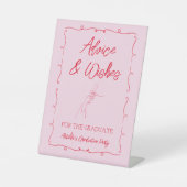 手描きピンク&レッド卒業アドバイス&ウィッシュ 台座サイン (正面)