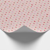 手描きピンク&赤いハートコージー ラッピングペーパー (角)