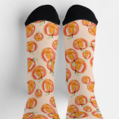 手描きピーチイラストレーションモノグラムおもしろい ソックス (上部)