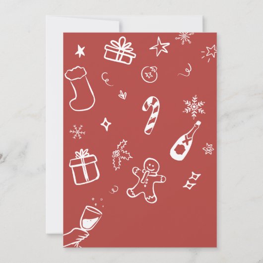 手描きファンキーのジャングルと混合クリスマスパーティー 招待状 (裏面)