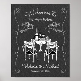 手描きファンキーウェルカムリハーサルディナーチャルーブ ポスター