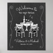 手描きファンキーウェルカムリハーサルディナーテーブル ポスター (正面)