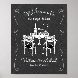 手描きファンキーウェルカムリハーサルディナーテーブル ポスター