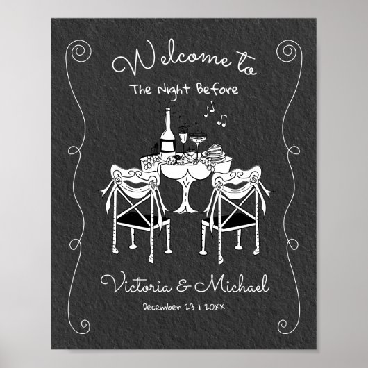 手描きファンキーウェルカムリハーサルディナーテーブル ポスター (正面)