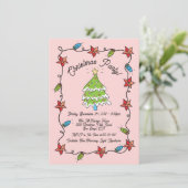 手描きファンキークリスマスツリーのライトパーティー 招待状 (スタンド正面)