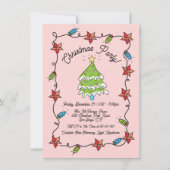 手描きファンキークリスマスツリーのライトパーティー 招待状 (正面)