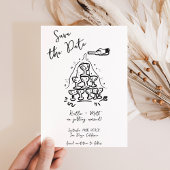 手描きファンキーシャンパンタワー結婚ズ 招待状