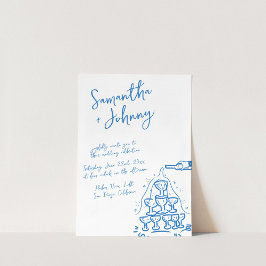 手描きファンキーシャンパンタワー結婚ズ 招待状