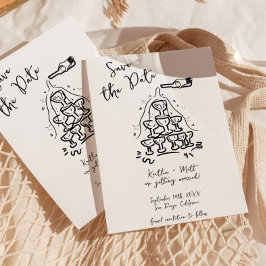 手描きファンキーシャンパンタワー結婚ズ 招待状