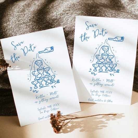 手描きファンキーシャンパンタワー結婚ズ 招待状