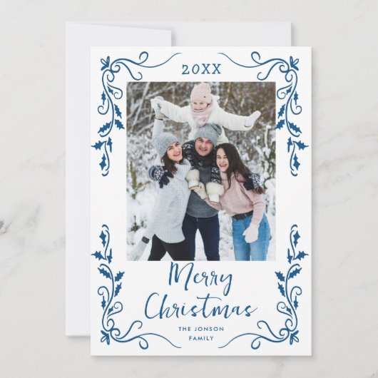 手描きファンキー落書きレトロクリスマスフォト シーズンカード (正面)