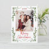 手描きファンキー落書きレトロクリスマスフォト シーズンカード (スタンド正面)