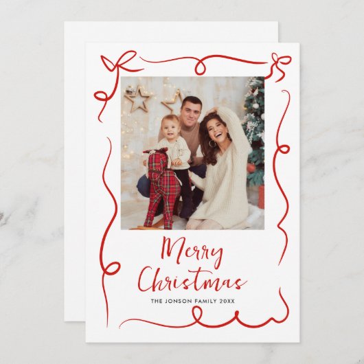 手描きファンキー落書きレトロクリスマスフォト シーズンカード (正面/裏面)