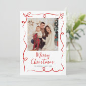 手描きファンキー落書きレトロクリスマスフォト シーズンカード (スタンド正面)