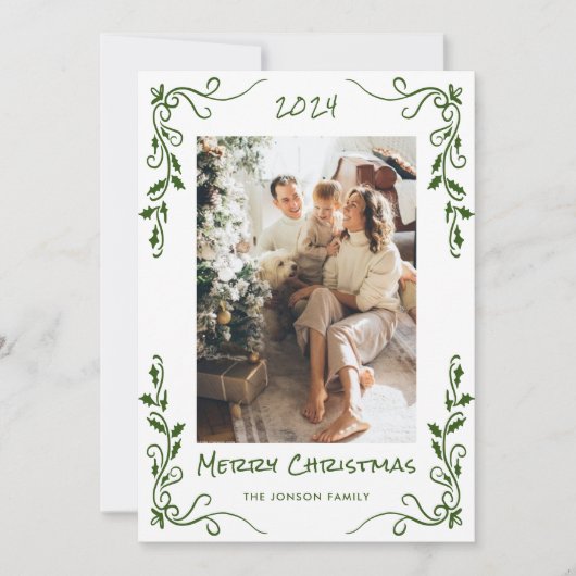 手描きファンキー落書きレトロクリスマスフォト シーズンカード (正面)