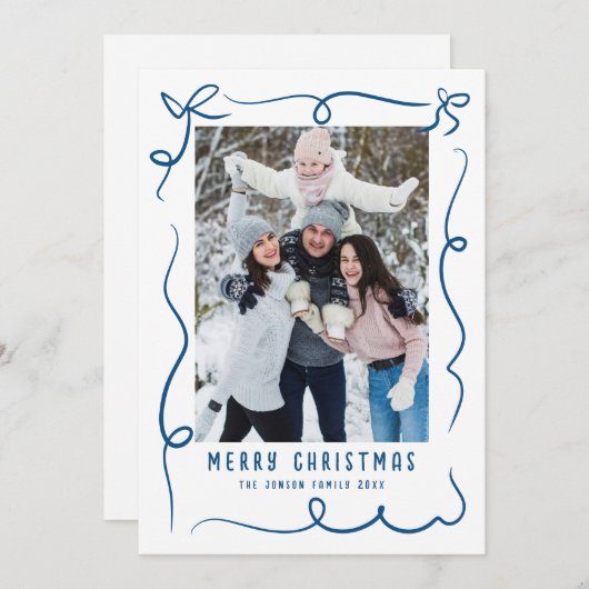 手描きファンキー落書きレトロクリスマスフォト シーズンカード (正面/裏面)