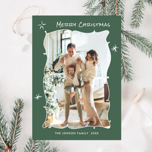 手描きファンキー落書きレトロクリスマスフォト シーズンカード