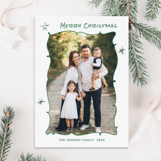 手描きファンキー落書きレトロクリスマスフォト シーズンカード