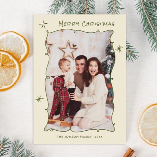 手描きファンキー落書きレトロクリスマスフォト シーズンカード