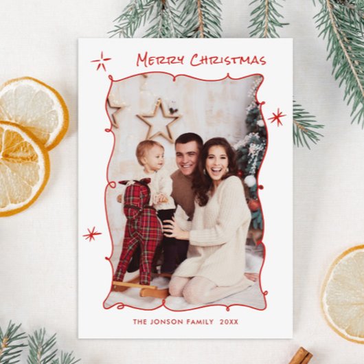 手描きファンキー落書きレトロクリスマスフォト シーズンカード