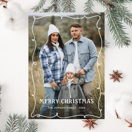 手描きファンキー落書きレトロクリスマスフォト シーズンカード