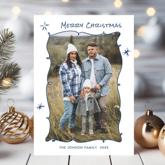 手描きファンキー落書きレトロクリスマスフォト シーズンカード