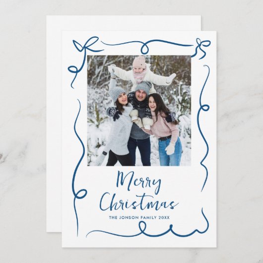 手描きファンキー落書きレトロクリスマスフォト シーズンカード (正面/裏面)