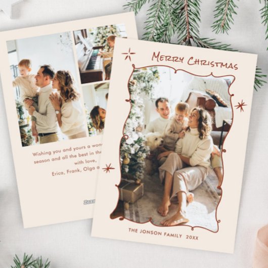 手描きファンキー落書きレトロクリスマス4写真 シーズンカード